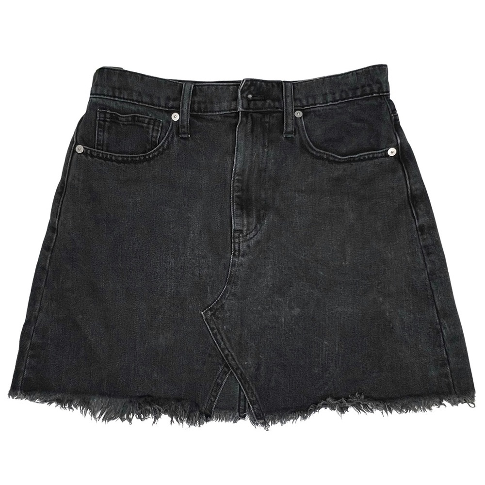 Madewell Mini Skirt Rigid Denim A Line in Lunar Wash Cutout Edition Black 27